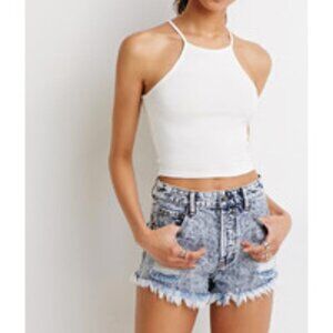 Forever 21 Distressed Acid Wash Cutoffs HIGH rise